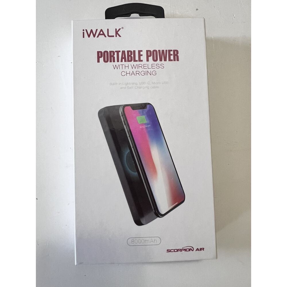 iWalk ScorpionAir Multi Cable Charger w/Wireless Power Bank Portable 8000mAh 10W